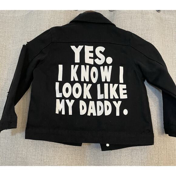 Shein Kids Black Button Up Stressed Denim Jacket Unisex Kids Size 5T - Picture 4 of 4